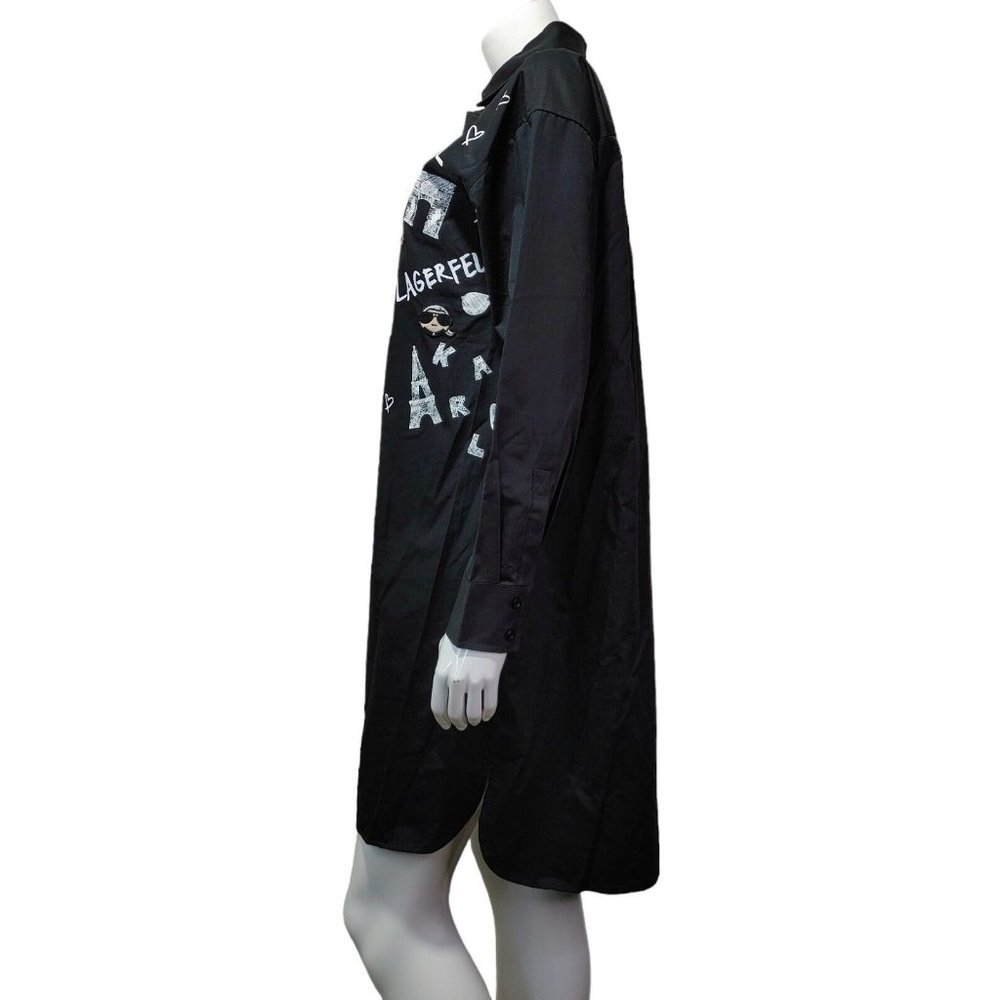 Karl Lagerfeld Paris Print and Patches Shirt / Dress Women's Size Medium - Picture 3 of 13